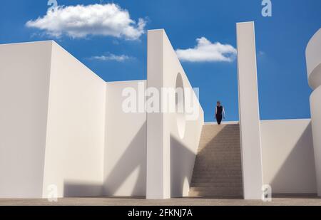 Minimalistische moderne Architektur - 3D-Rendering Stockfoto