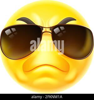 Tough Cartoon Emoji Emoticon Gesicht In Sonnenbrille Stock Vektor