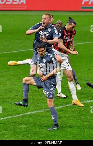 Mailand, Italien. Mai 2021. Kamil Glik (15) von Benevento sah während der Serie EIN Spiel zwischen AC Mailand und Benevento in San Siro in Mailand. (Bildnachweis: Gonzales Photo - Tommaso Fimiano). Stockfoto