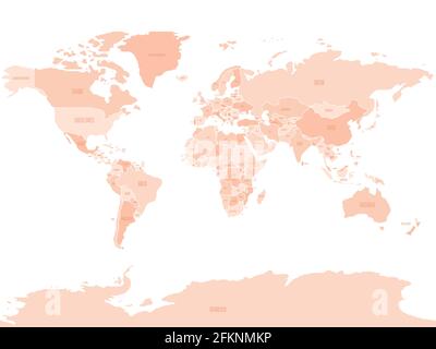 Vereinfachte Weltkarte mit glatten Grenzen Stock Vektor