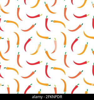 Nahtloses Vektor-Muster mit Chili-Pfeffer. Cayenne Paprika wiederholenden Hintergrund. Mexikanisches exotisches würziges nahtloses Muster. Handgezeichnete Abbildung von Lebensmitteln Stock Vektor
