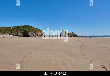Monkstone Beach am Monkstone Point zwischen Saundersfoot und Tenby, Pembrokeshire, Wales Stockfoto