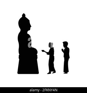 Schwarze Silhouette Design mit isolierten weißen Hintergrund ofcouple meke Verdienst Zur buddha-Skulptur, Vektordarstellung Stock Vektor