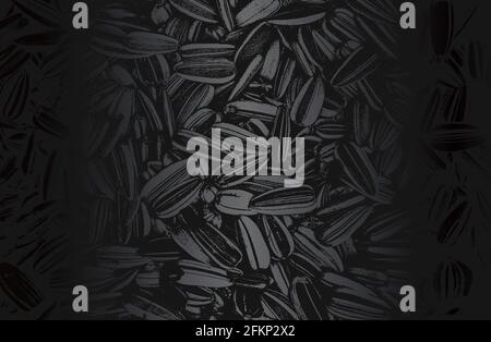 Luxus schwarz Metall Gradienten Hintergrund mit verzweifelten Nahaufnahme Sonnenblumenkerne Textur. Vektorgrafik Stock Vektor