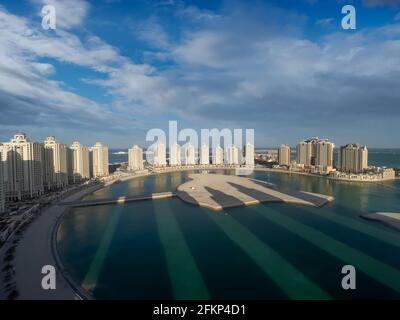 Panoramablick auf Pearl Qatar Viva Bahria Stockfoto
