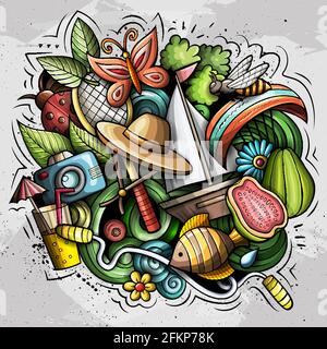 Sommer-Vektor-Kritzeleien-Illustration. Stock Vektor