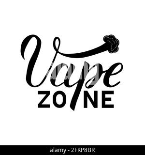 Schild „Vape Zone“. Kalligraphie-Handschriftzug. Minimalistisches Logo für den Vaping Store oder Bar. Vektorgrafik. Einfach zu bearbeitende Vorlage für Poster, Schilder, T-sh Stock Vektor