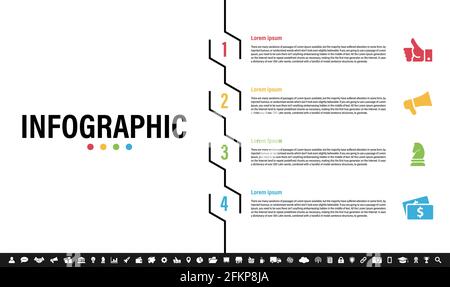 Infografik Design-Vorlage mit Business-Konzept Vektor-Illustration mit 4 Schritte oder Optionen oder Prozesse stellen einen Arbeitsfluss oder ein Diagramm dar Stock Vektor