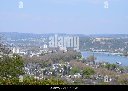 Blick über Koblenz vom Rittersturm Stockfoto