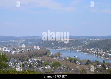 Blick über Koblenz vom Rittersturm Stockfoto