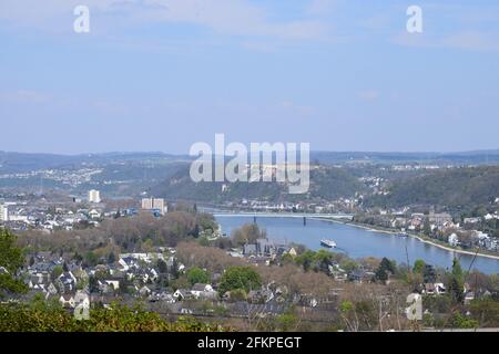 Blick über Koblenz vom Rittersturm Stockfoto
