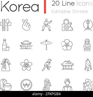 Korea lineare Symbole gesetzt Stock Vektor