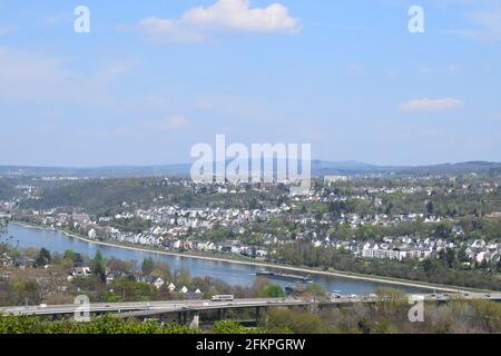 Blick über Koblenz vom Rittersturm Stockfoto