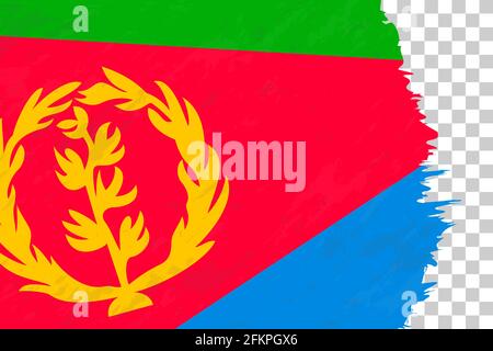 Horizontale abstrakte Grunge Brushed Flagge von Eritrea auf transparentem Gitter. Vektorvorlage. Stock Vektor