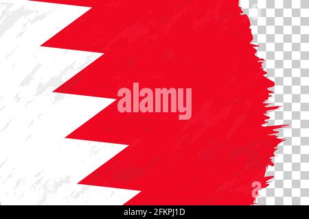 Horizontale abstrakte Grunge Brushed Flagge von Bahrain auf transparentem Gitter. Vektorvorlage. Stock Vektor