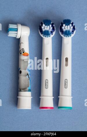 Frankfurt, Deutschland - 1. Mai 2021: Oral-B Ersatz-Bürstenköpfe für elektrische Zahnbürste Stockfoto