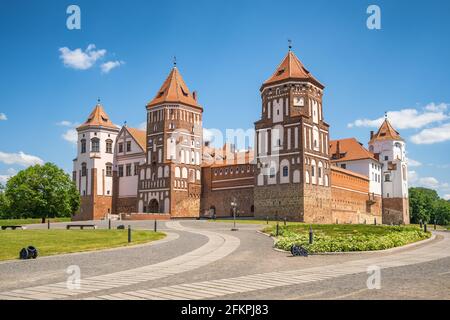 Panorama des Schlosses mir in der Stadt mir, Weißrussland Stockfoto