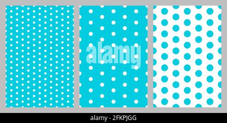 Punktmuster eingestellt. Baby Hintergrund. Blaue Farbe Polka Punkt nahtlose Muster. Vektor Stock Vektor
