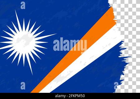 Horizontale abstrakte Grunge gebürstete Flagge der Marshallinseln auf transparentem Gitter. Vektorvorlage. Stock Vektor