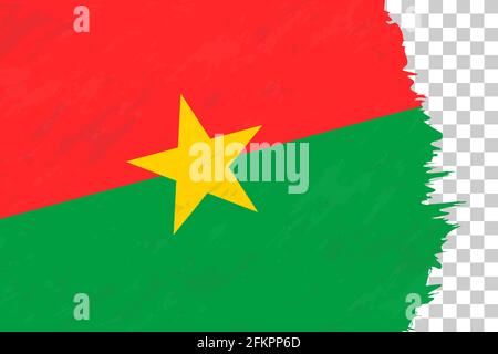 Horizontale abstrakte Grunge gebürstete Fahne von Burkina Faso auf transparentem Gitter. Vektorvorlage. Stock Vektor