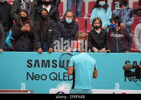 Madrid, Spanien. Mai 2021. Carlos Taberner (SPA) vs FabioFognini (ITA) während der Montagssitzung bei den Mutua Madrid Tennis Open, Madrid 3. Mai 2021 Credit: CORDON PRESS/Alamy Live News Stockfoto
