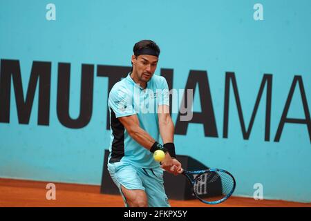 Madrid, Spanien. Mai 2021. Carlos Taberner (SPA) vs FabioFognini (ITA) während der Montagssitzung bei den Mutua Madrid Tennis Open, Madrid 3. Mai 2021 Credit: CORDON PRESS/Alamy Live News Stockfoto