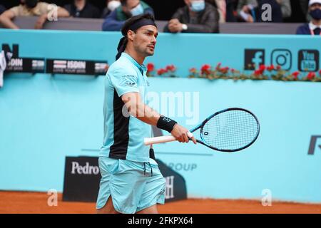 Madrid, Spanien. Mai 2021. Carlos Taberner (SPA) vs FabioFognini (ITA) während der Montagssitzung bei den Mutua Madrid Tennis Open, Madrid 3. Mai 2021 Credit: CORDON PRESS/Alamy Live News Stockfoto