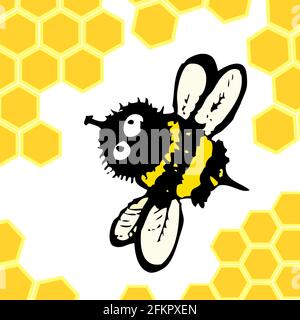 Nette lustige Cartoon Bienen. Vektorgrafik. Stock Vektor