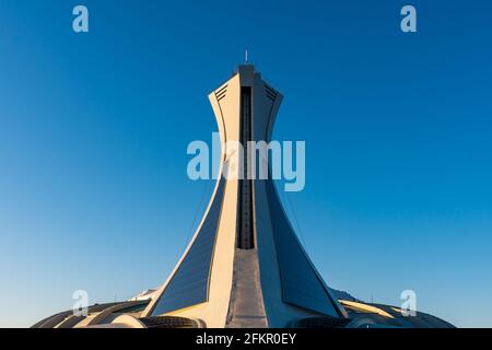 Wunderschöne Aussicht auf das Olympiastadion im Olympiapark Im Stadtteil Hochelaga-Maisonneuve Stockfoto