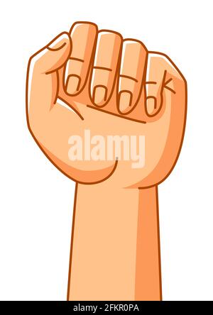 Illustration der zur Faust geballten Hand. Zeichen von Protest und Kampf. Stock Vektor