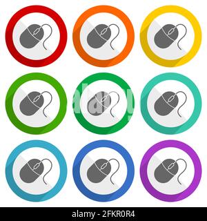 Maus-Vektor-Symbole, Satz von bunten flachen Design-Tasten für webdesign und mobile Anwendungen Stock Vektor