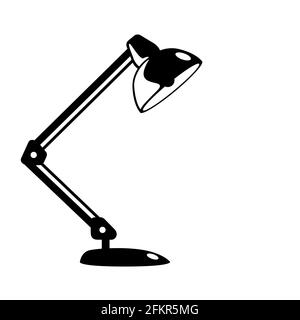 Schwarze Glyphe Tischlampe Vektor-Objekt auf weißem Hintergrund isoliert. Moderne Leselampe flache Symboldarstellung. Clip-Art-Design-Element. Stock Vektor