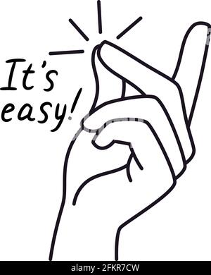 Einfache Geste. Schnappfinger, magische Geste, Skizze, gewinnender Ausdruck oder Hand-Gewinn-Signal, einfaches Klicken mit Schnapperfingern, Vektordarstellung Stock Vektor