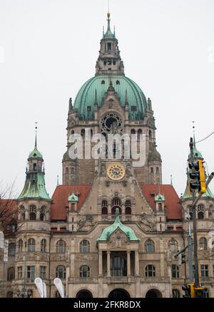 Hannover, 5. April 2019: Fassade des Neuen Rathauses in Hannover Stockfoto