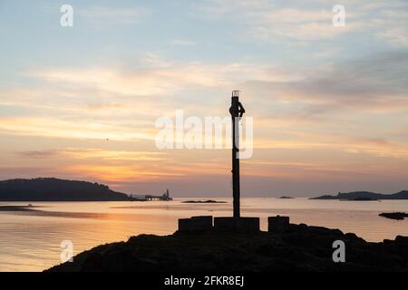 Braefoot Bay bei Sonnenaufgang vom Downing Point, Fife, Schottland Stockfoto