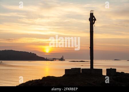 Braefoot Bay bei Sonnenaufgang vom Downing Point, Fife, Schottland Stockfoto