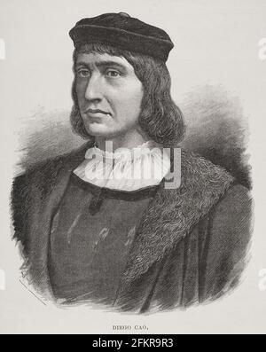 Diogo Cao (ca. 1452-1486). Portugiesischer Seefahrer, Entdecker der Mündung des Kongo. Gravur. El Congo y la Creación del Estado Independiente de este nombre. Historia de los trabajos y Exploraciones Verificados (der Kongo und die Gründung seines Freistaates. A Story of Work and Exploration), von Henry M. Stanley. Herausgegeben in Barcelona, ca. 1890. Spanien. Stockfoto