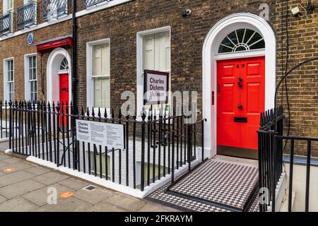 Charles Dickens Museum London - das Charles Dickens Museum befindet sich in dem Haus 48 Doughty Street Holborn, in dem Dickens von 1837 bis 1839 lebte. Stockfoto