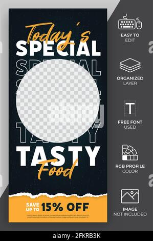 Food Social Media Template Post für Marketing, Promotion und Werbung. Stock Vektor