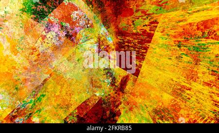 Abstrakter Hintergrund leuchtend rot orange Farbe Flecken verschmiert Spritzer Digitales Malen Stockfoto