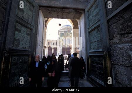 Eingangstor zur Umayyad Moschee, der Großen Moschee von Damaskus, Damaskus, Syrien Stockfoto