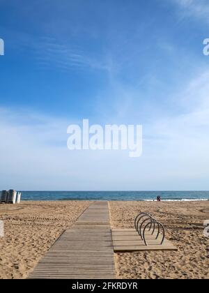 Castelldefels Strand, kleine Stadt in der Nähe von Barcelona Stockfoto