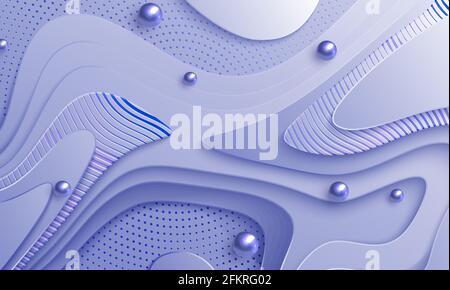 Abstrakt Papercut Hintergrund mit welligen Loght blauen Schichten blaue Partikel Stockfoto