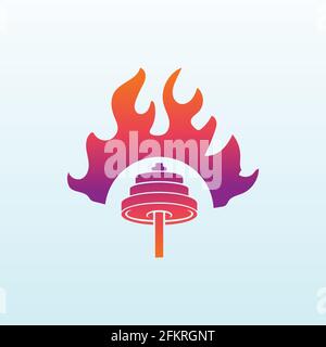 Grill Vektor-Logo-Design mit Fitness-Symbol Stock Vektor