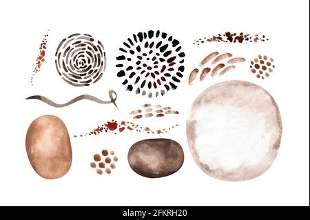 Mid Century Modern Wall Art, Aquarell abstrakte Formen Kunst, minimalistische geometrische Drucke, Mid Century Painting. Abstrakt bedruckbare Wandkunst Mittelzentor Stockfoto