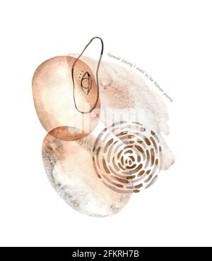 Mid Century Modern Wall Art, Aquarell abstrakte Formen Kunst, minimalistische geometrische Drucke, Mid Century Painting. Abstrakt bedruckbare Wandkunst Mittelzentor Stockfoto