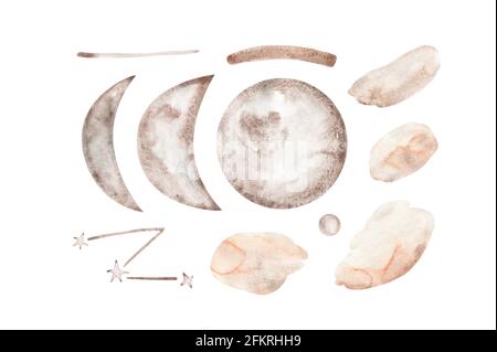 Mid Century Modern Wall Art, Aquarell abstrakte Formen Kunst, minimalistische geometrische Drucke, Mid Century Painting. Abstrakt bedruckbare Wandkunst Mittelzentor Stockfoto