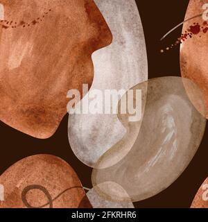 Mid Century Modern Wall Art, Aquarell abstrakte Formen Kunst, minimalistische geometrische Drucke, Mid Century Painting. Abstrakt bedruckbare Wandkunst Mittelzentor Stockfoto