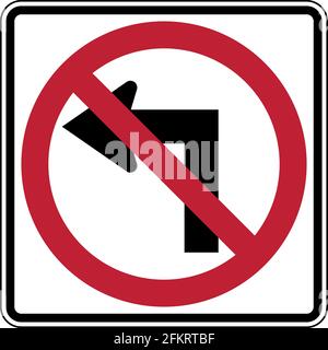 Keine Linksabbiegung Offizielles US-Straßenschild Illustration Stockfoto