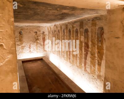 Hieroglyphen in den Gräbern der Pharaonen im Tal Der Könige Stockfoto